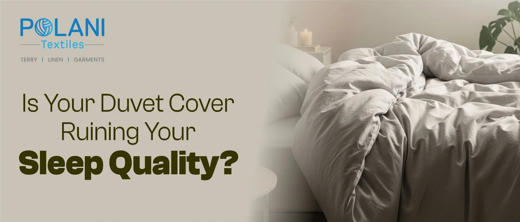 Close-up of rumpled gray beddin