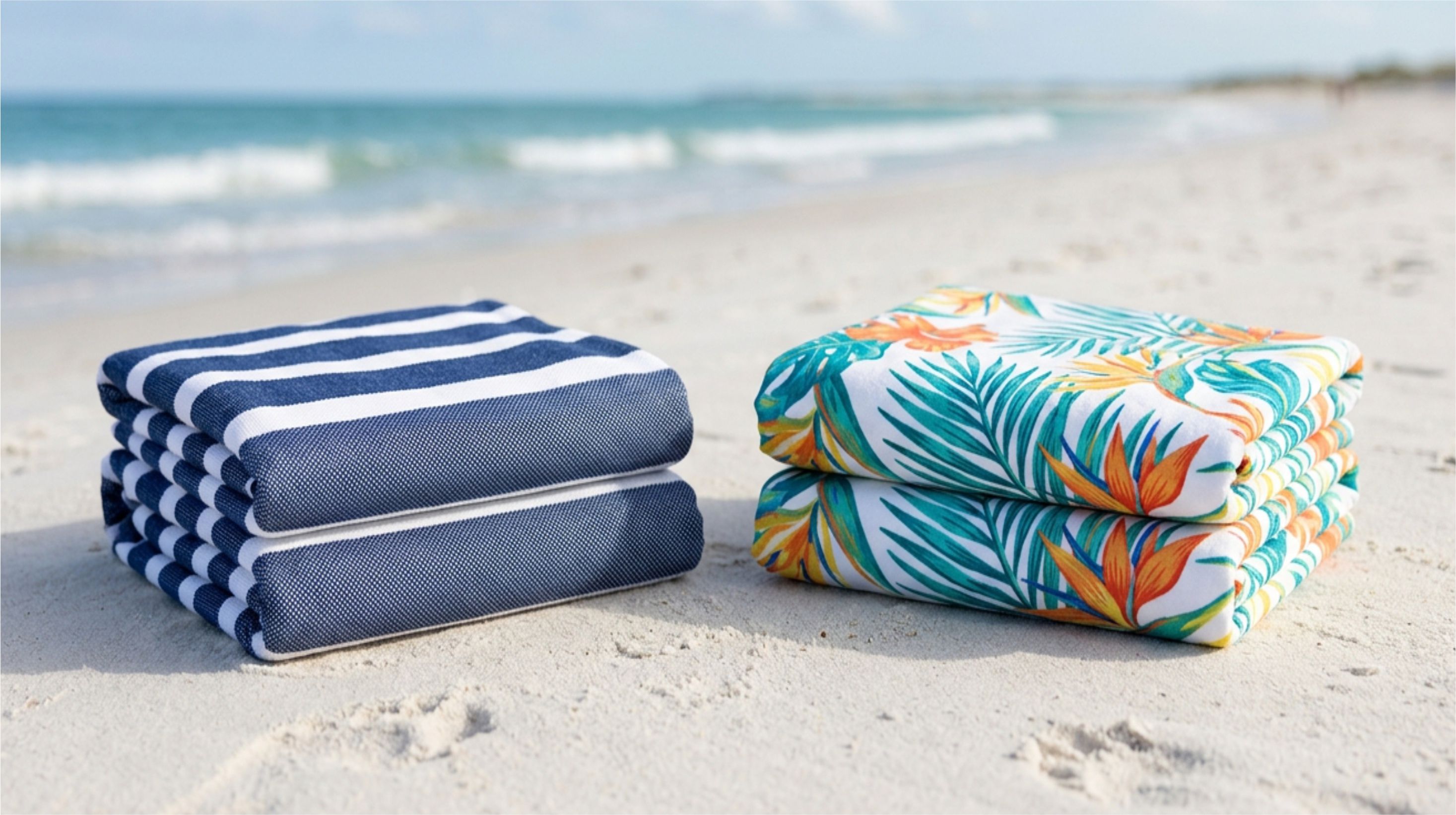Folded white hotel bathrobes in terry, waffle, and velour fabric side by side