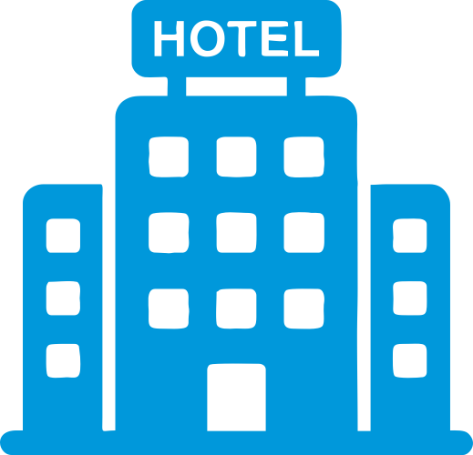 Blue person icon with symbols