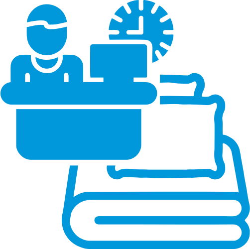 Blue hand holding plant icon