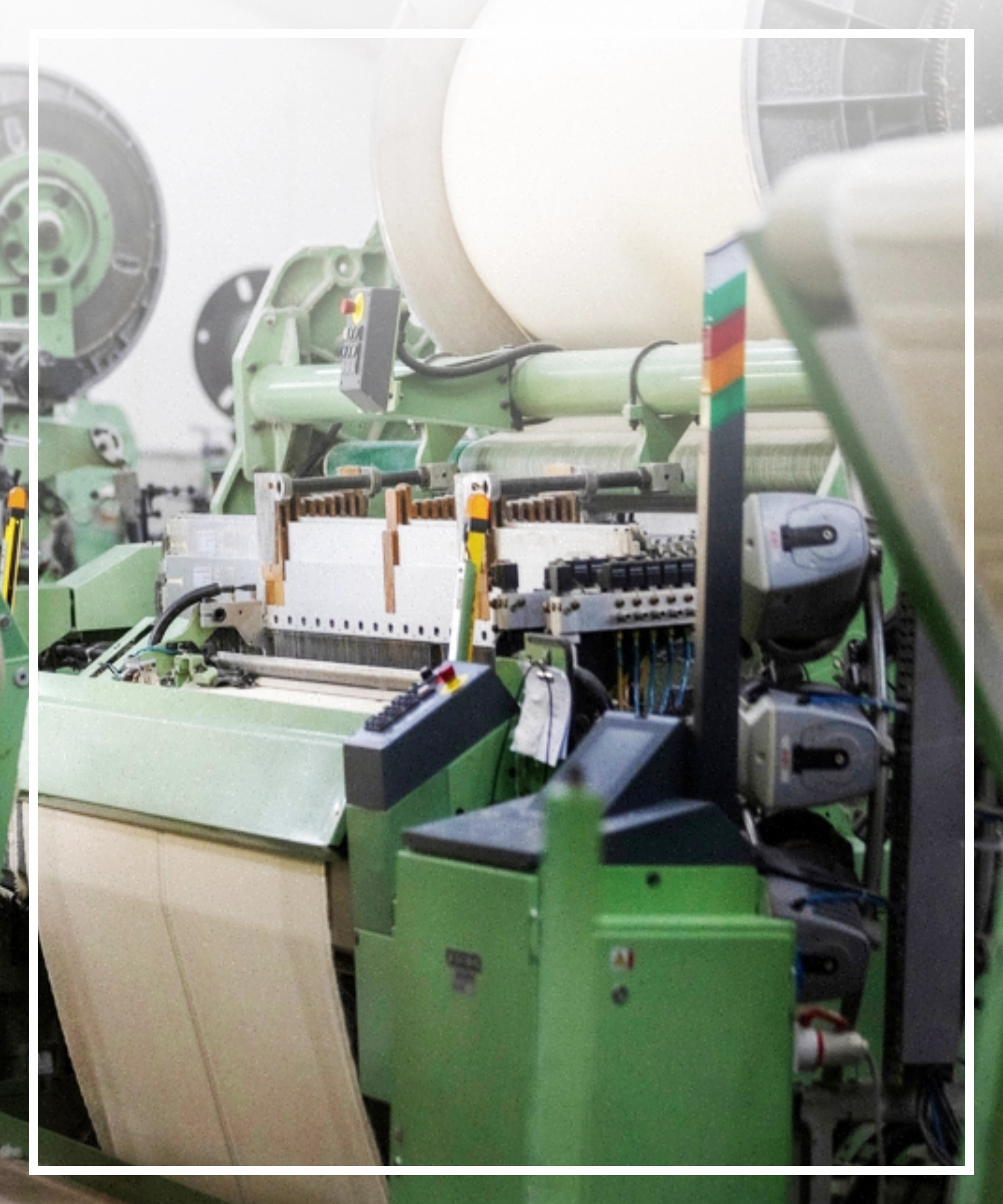 Close-up of loom textile machinery