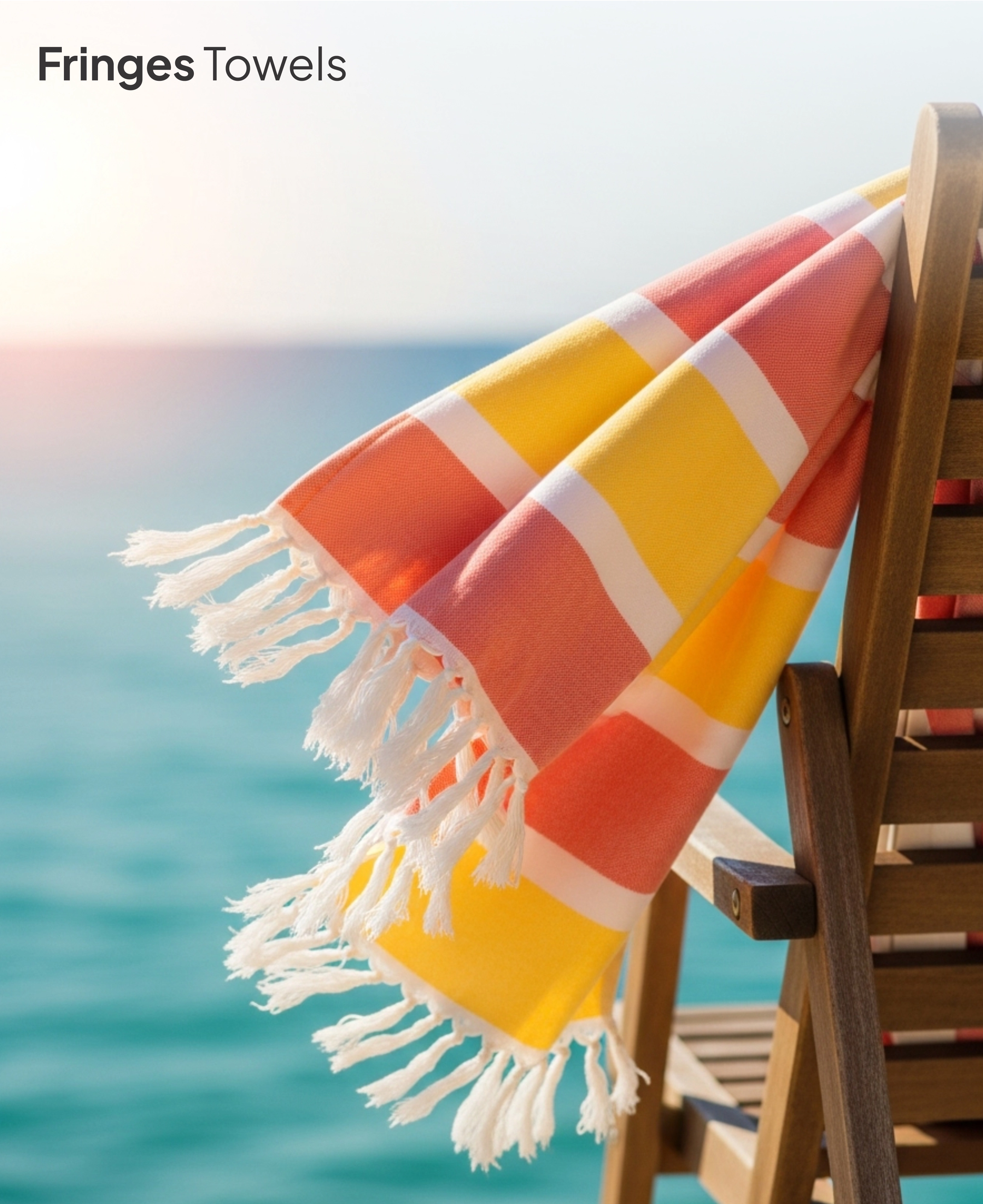 striped beach towel on chair